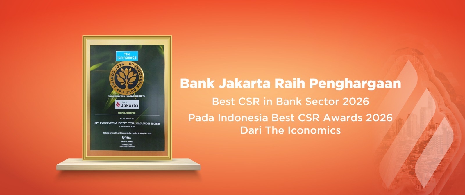 Bank Jakarta Raih Penghargaan Indonesia Best CSR in Bank Sector 2026