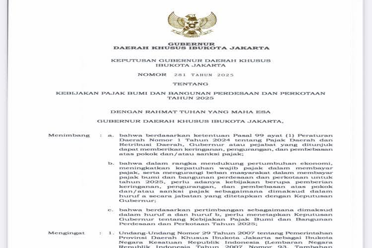Usulan Pembatalan Kenaikan Pajak PBB-P2 di Provinsi DKI Jakarta