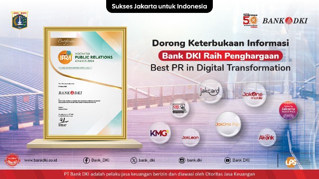 Dorong Keterbukaan Informasi, Bank DKI Raih Penghargaan Best PR in Digital Transformation