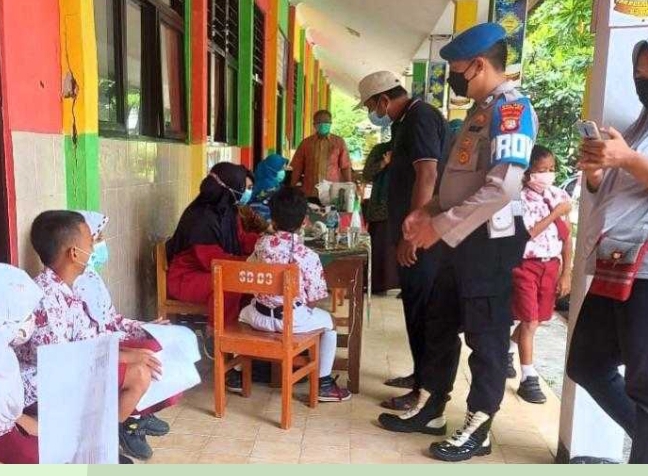 Polsek Kep Seribu Selatan Terus Gelar Vaksinasi Merdeka Anak Usia 6-11 Tahun di Pulau Tidung