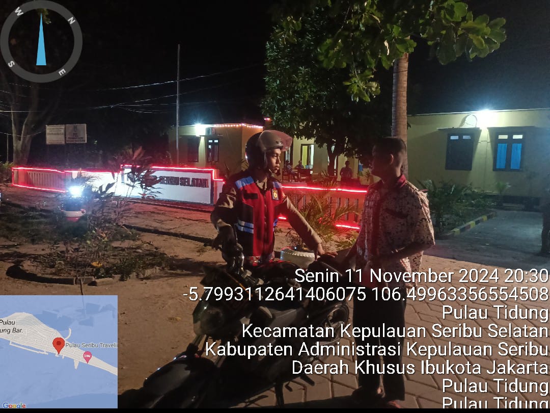 Polsek Kepulauan Seribu Selatan Gelar Patroli Malam Antisipasi Tawuran Remaja, Kapolsek Himbau Jaga Kamtibmas