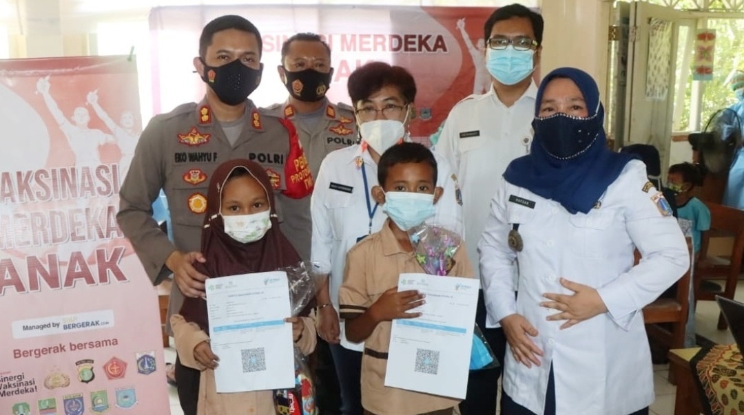 Launching Vaksinasi Merdeka Anak Serentak Oleh Kapolri, Polres Kep Seribu Sudah Capai 86 Persen