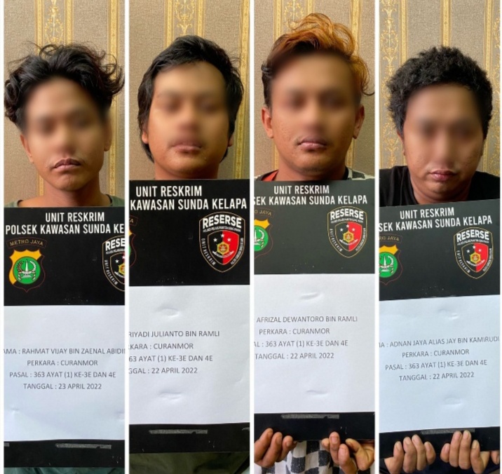 Berkat Kamera CCTV, Tim Opsnal Reskrim Polsek Sunda Kelapa, Bekuk 4 Pelaku Curanmor