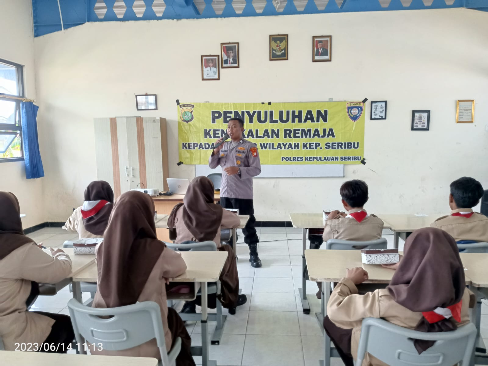 Brigadir Sandi Purwanto Berikan Penyuluhan Kenakalan Remaja dan Penyalahgunaan Narkoba kepada Siswa/i SMKN 61 Jakarta Pulau Tidung