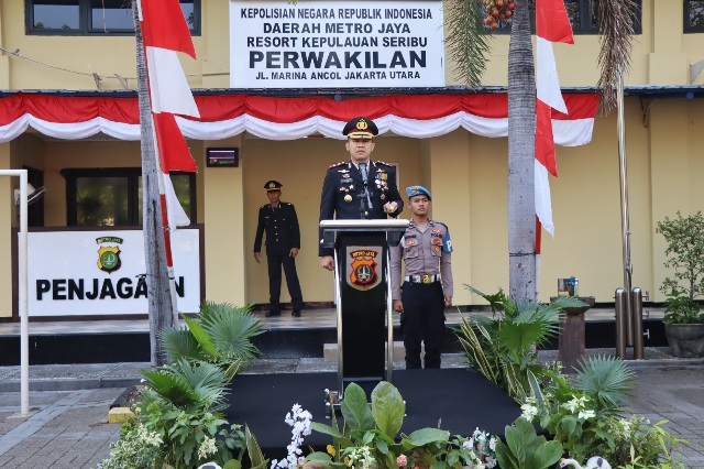 Polres Kepulauan Seribu Gelar Upacara Peringatan HUT ke-80 Kemerdekaan RI di Marina Ancol